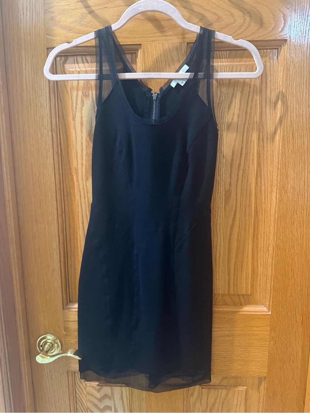 Helmut Lang Black Sleeveless Mesh-Trim Mini Dress